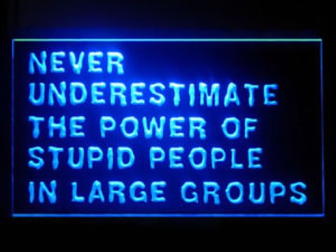 Never Underestimate The Power Of Stupid People LED Neon Sign